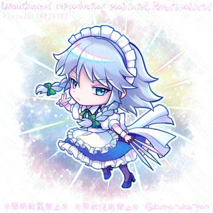 東方 Project のファンアートです
デフォルメ、ちびキャラのメイド長を描きました！
