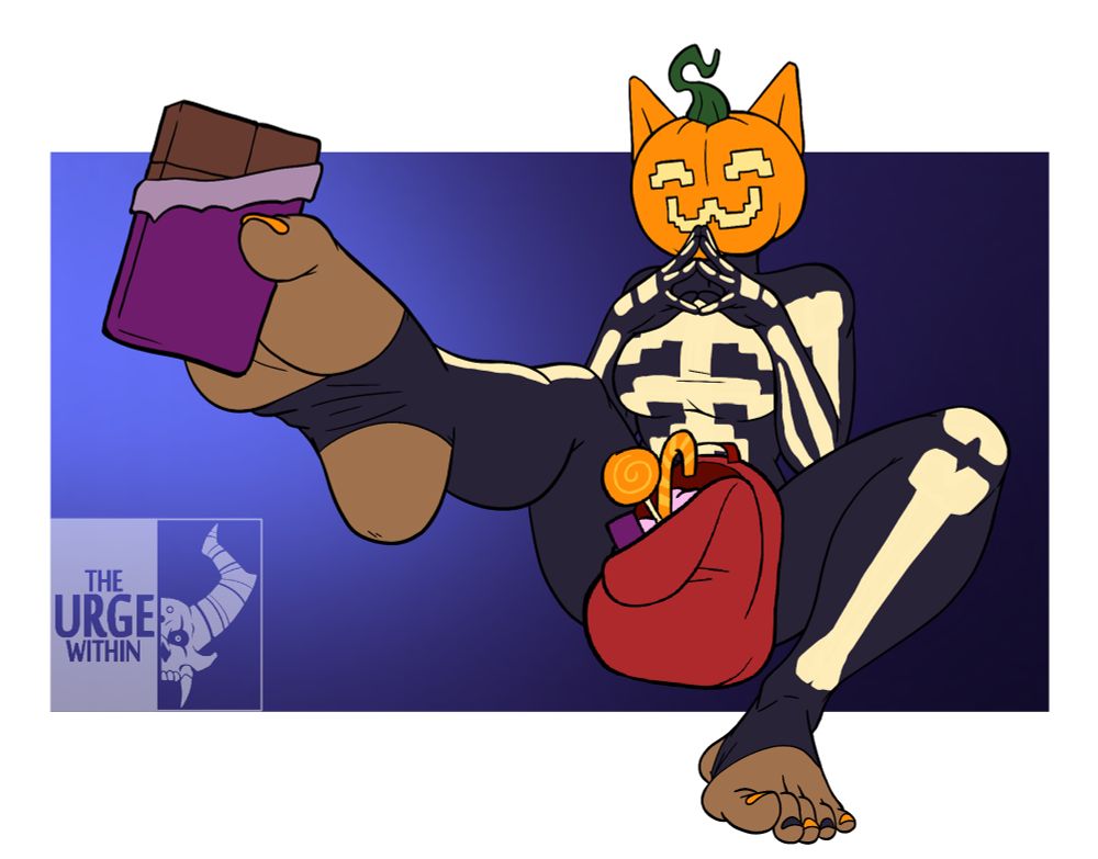 Spice is offering you a bar of chocolate from her collection of delicious treats. Hard to decide which one is the treat.