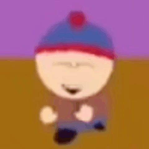 stanley from south park is dancing in a blurry image .