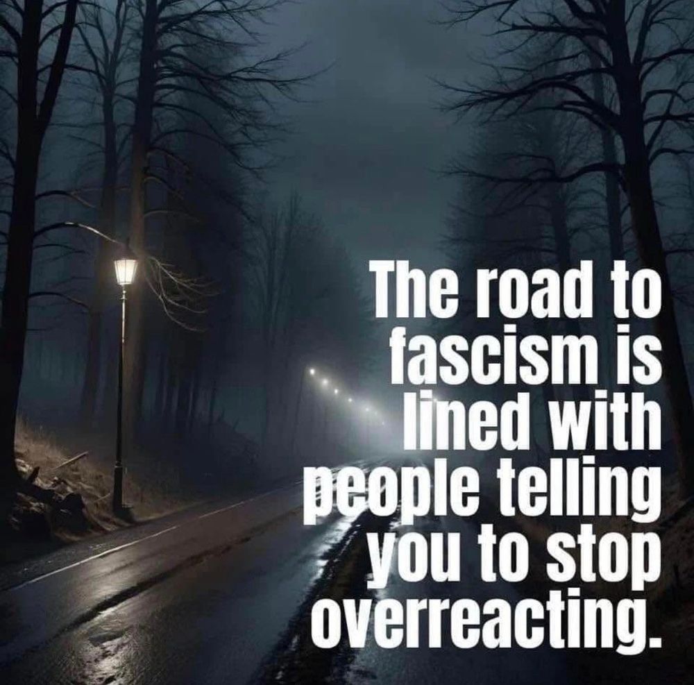 The road to fascism is lined with people telling you to stop overreacting. 