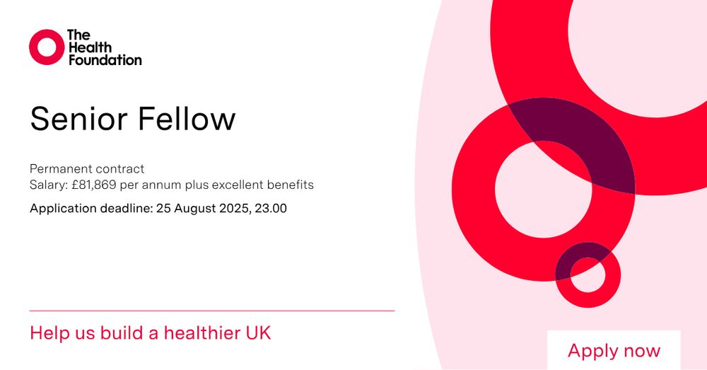 Senior Fellow
Permanent contract
Salary: £81,869 per annum plus excellent benefits
Application deadline: 25 August 2025, 23.00