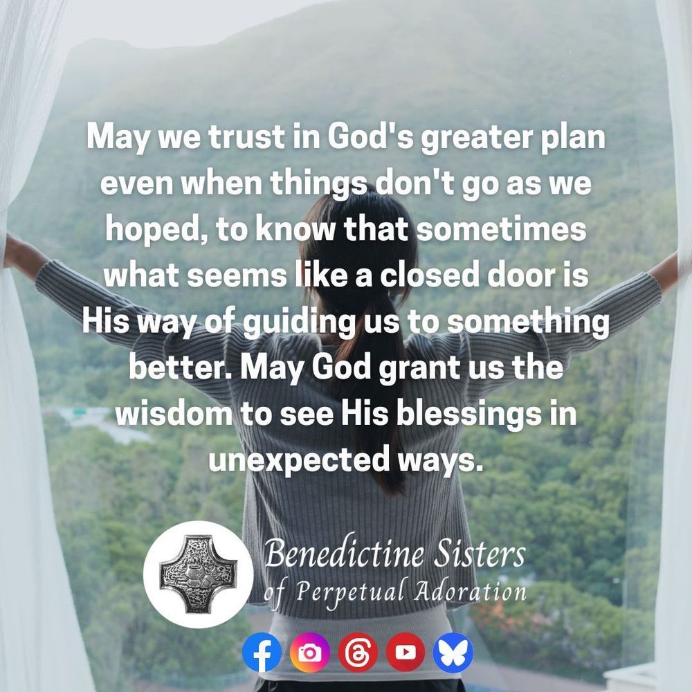 [PIC] Woman stands before an open window, throwing open the curtains to see the beautiful view of the outdoors outside [TEXT] May we trust in God's greater plan even when things don't go as we hoped, to know that sometimes what seems like a closed door is His way of guiding us to something better. May God grant us the wisdom to see His blessings in unexpected ways.