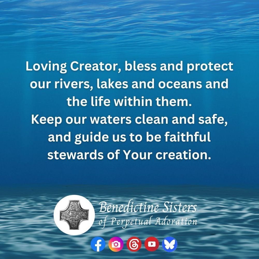 [PIC] Underwater scene of a clear blue ocean and a sandy bottom floor [TEXT] Loving Creator, bless and protect our rivers, lakes and oceans and the life within them. Keep our waters clean and safe, and guide us to be faithful stewards of Your creation.