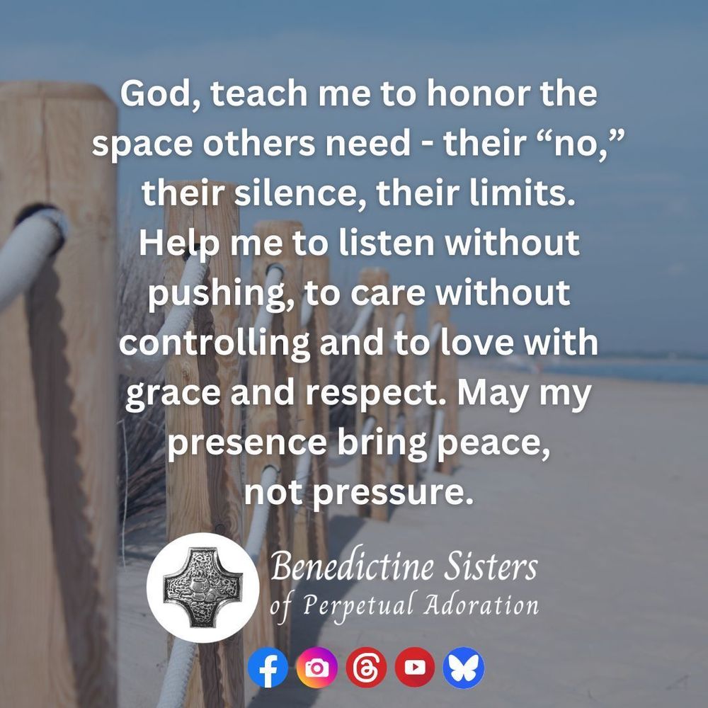 [PIC] - A wood and rope fence stretches out along a sandy beach [TEXT] God, teach me to honor the space others need - their “no,” their silence, their limits. Help me to listen without pushing, to care without controlling and to love with grace and respect. May my presence bring peace, not pressure.