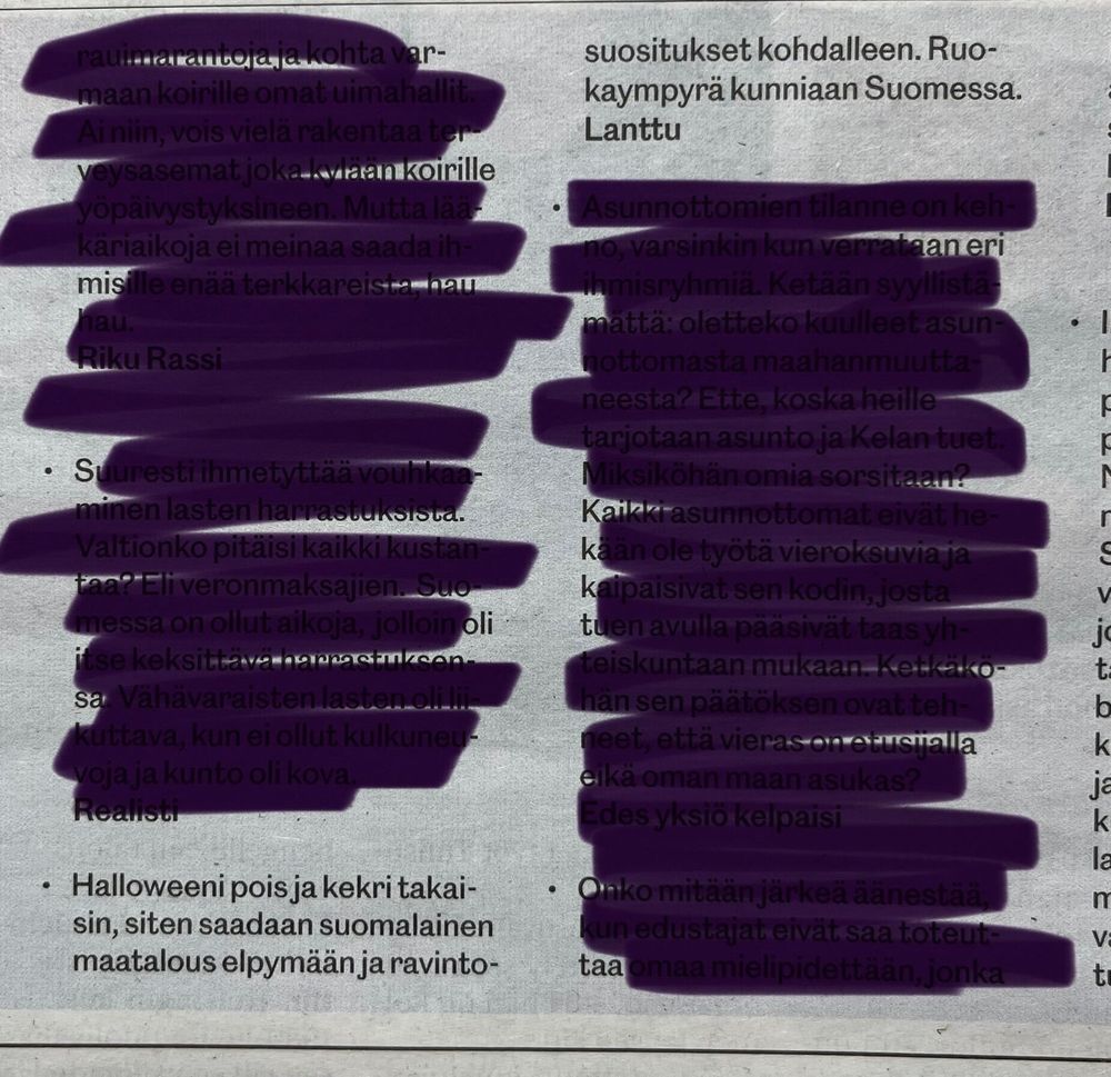 Keski-Uusimaa 19.10. tekstiviestipalsta

Halloweeni pois ja kekri takaisin, siten saadaan suomalainen maatalous elpymäan ja ravintosuositukset kohdalleen. Ruokaympyrä kunniaan Suomessa.
Lanttu