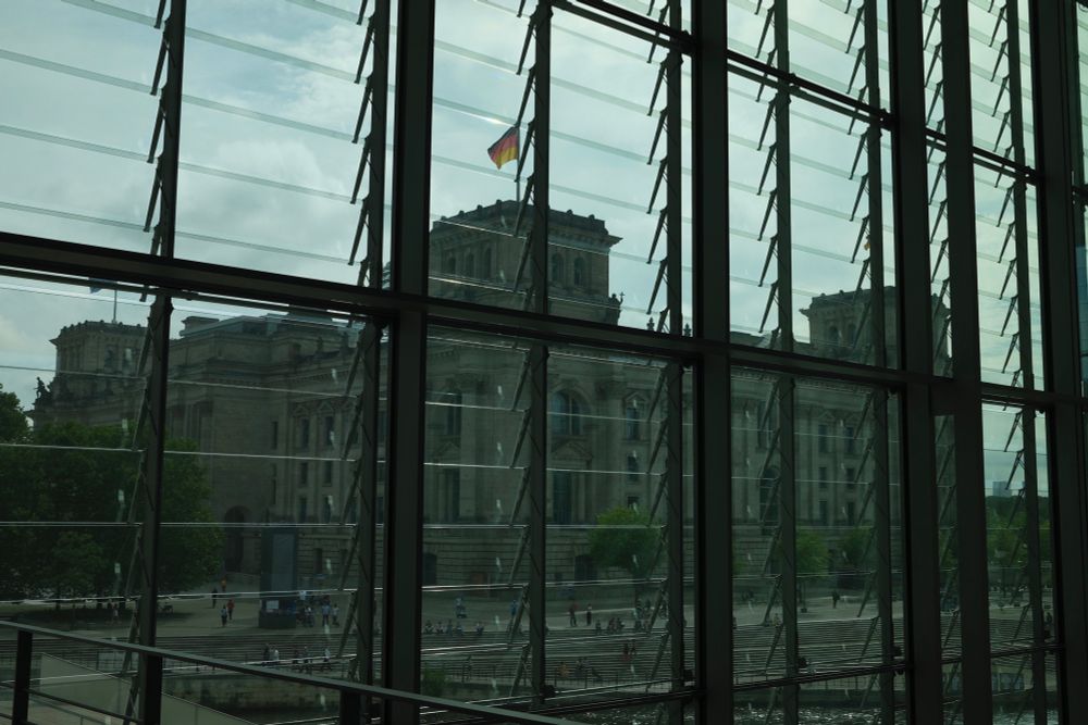 Reichstag building through a window