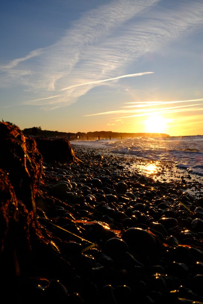 Sunset at Warnemünde beach