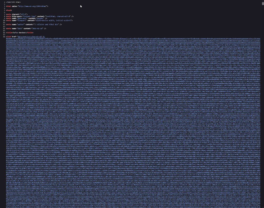 HTML source code with a link-tag that is 400000 characters long.