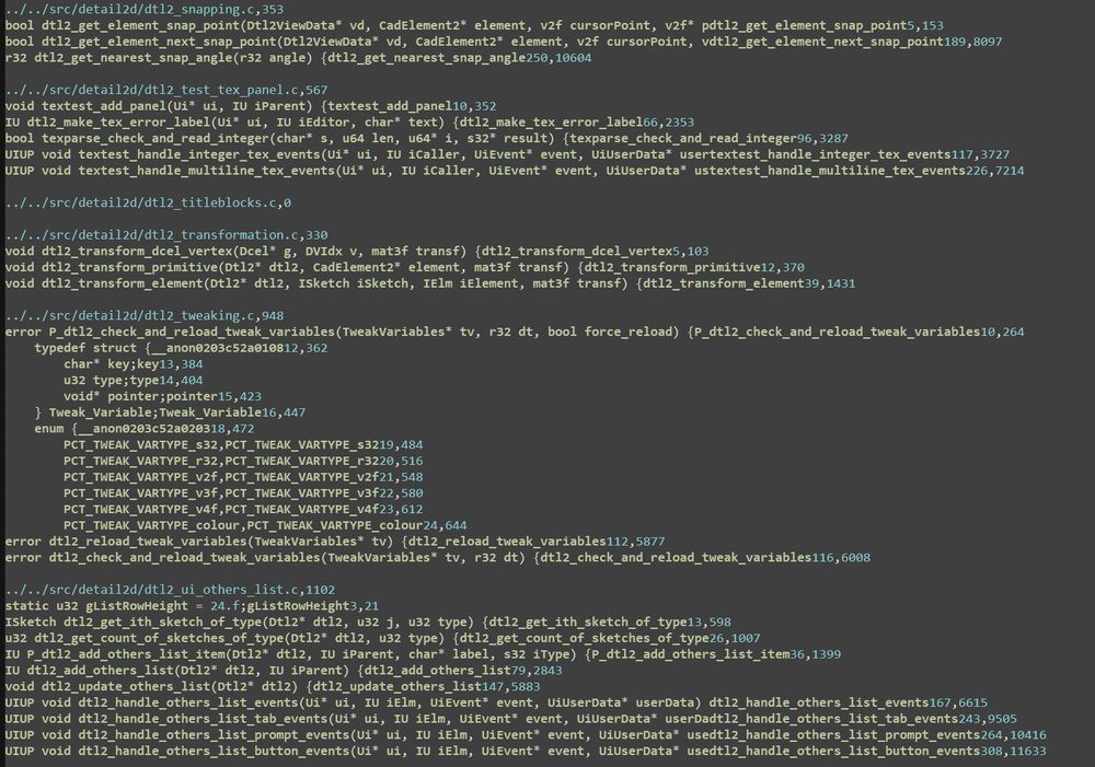 Example of ctags output.