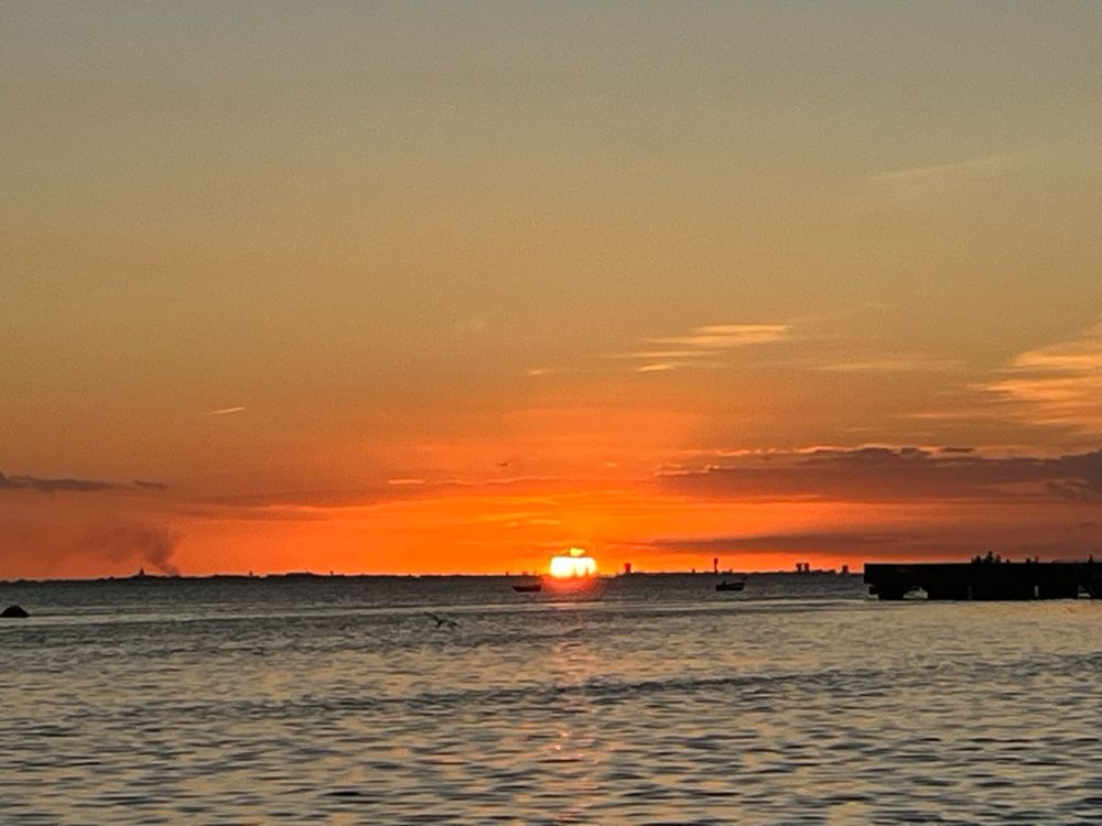 Solnedgang med Øresundsbro set fra Sverige 