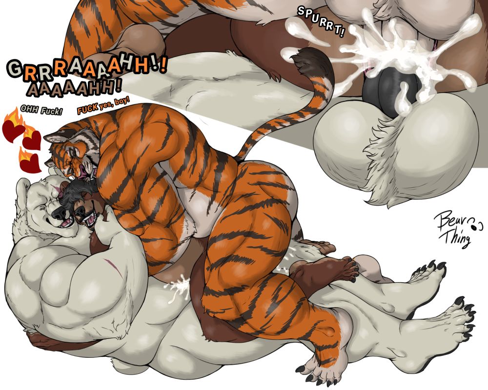 Text
Polar and Oscar: "GRRRAAAHH!!"
Alberto (my sona): "AAAAAHH!!"
Polar: "OHH Fuck!"
Oscar: "FUCK yes, boy!"