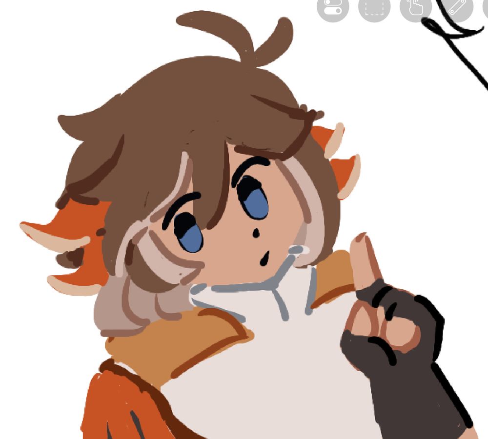 lineless doodle of Maris (oc), she has a inquisitive and silly look and gesture