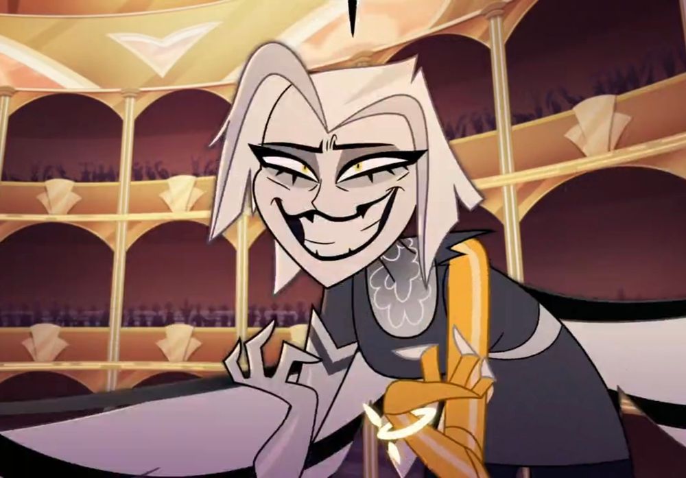 Screenshot of Lute putting on the worst and least believable fake smile to (momentarily) hide the mountains and mountains of rage that's building up inside.