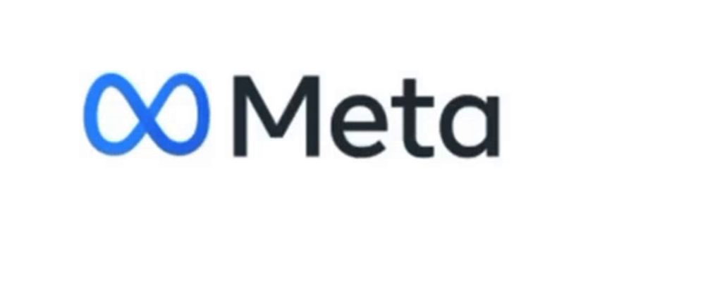 a blue and black logo for meta with a white background