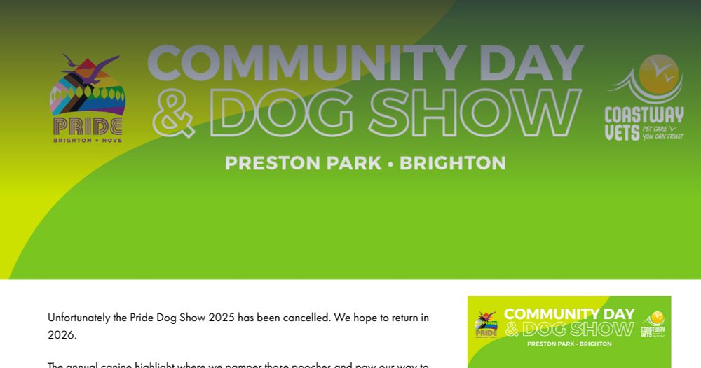 Unfortunately the Pride Dog Show 2025 has been cancelled. We hope to return in 2026.