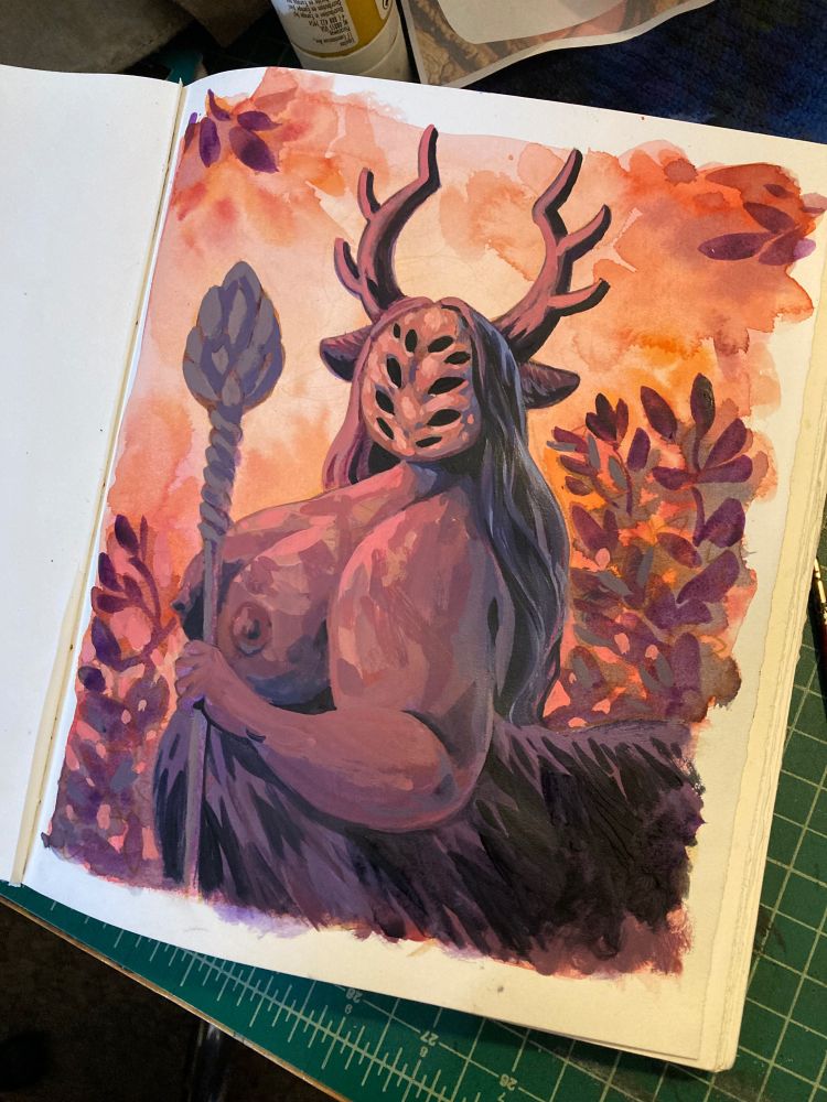 Topless forest god, Adding some shadow