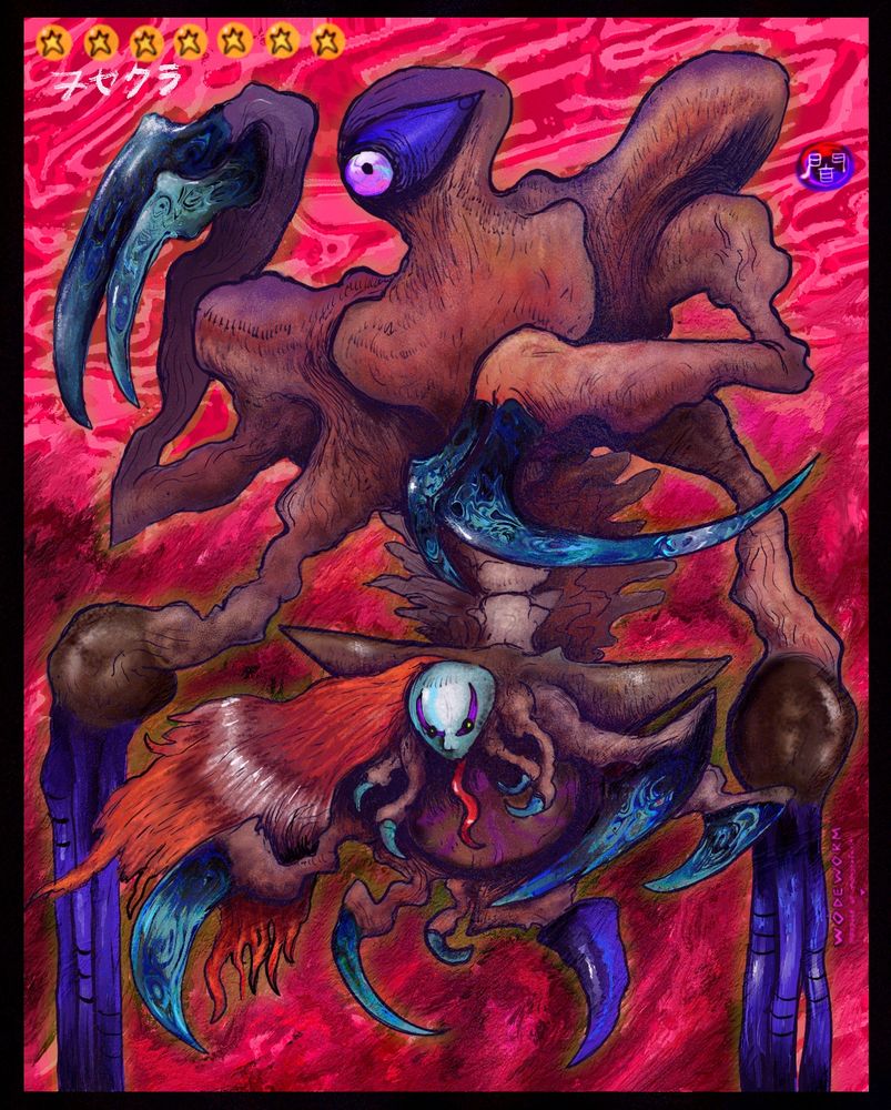 Willing Sacrifice fused with a un natural alter, sprouting a mouth of tentacles and fiendish flesh, writhing in a miasma of flesh, strange pulsing blades hang over head