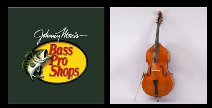 das bass pro shop logo und ein kontrabass