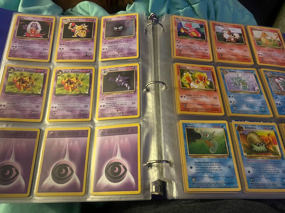 Pokémon cards in a binder 