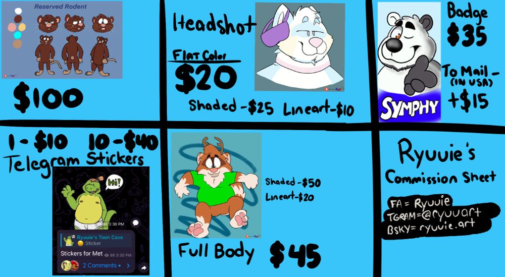 A commission sheet for the cartoon artist Ryuuie. It has been revised from the previous version as one graphic was incorrect.