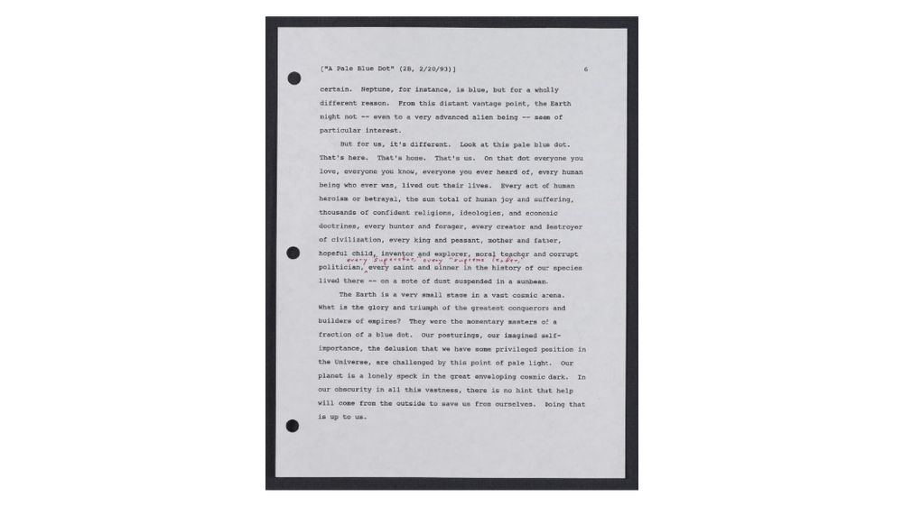 A page from Sagan’s manuscript.
