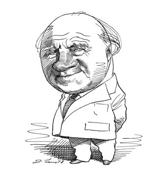 Caricature of Heisenberg by David Levine for The New York Review of Books.