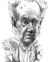 Caricature of Mayr by David Levine for the New York Review of Books.  