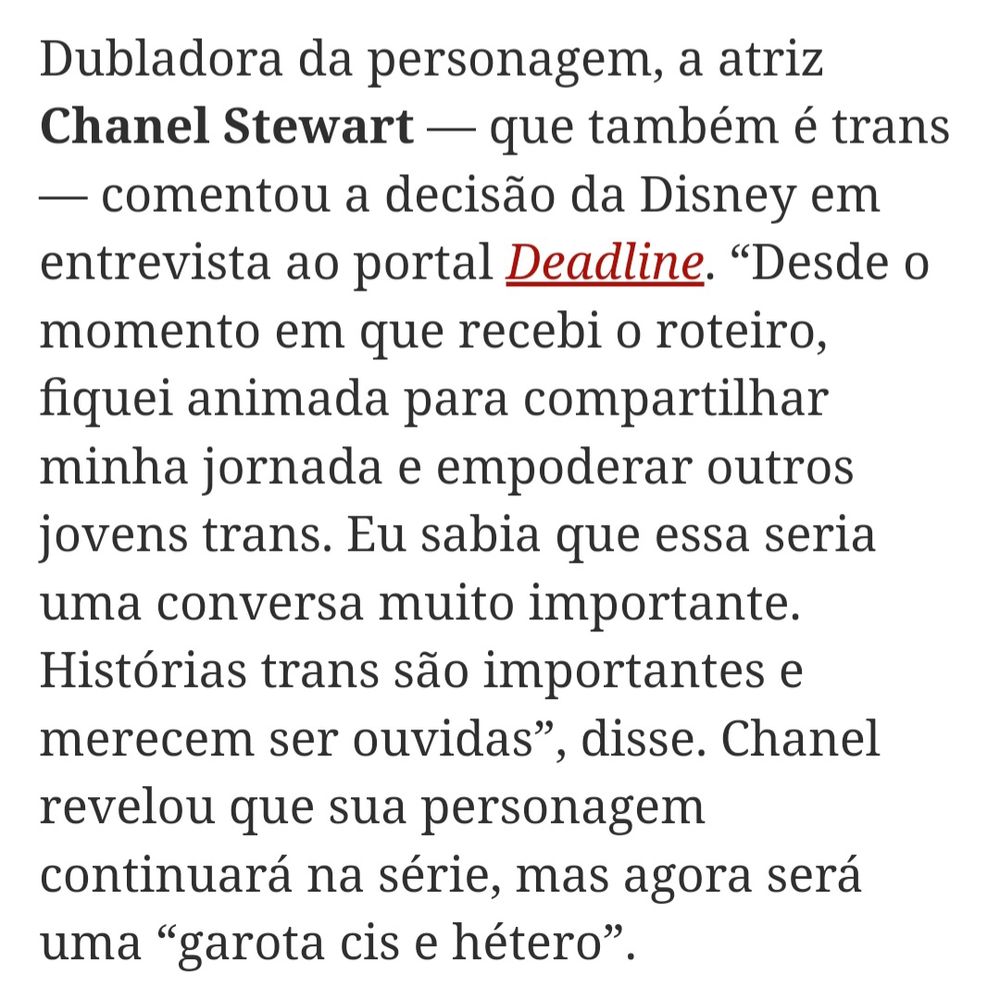 A atriz de voz original da personagem da nova série da Pixar (Ganhar ou Perder) que a disney desistiu de tornar trans diz que ficou animada ao ver que a personagem seria trans, mas infelizmente depois mudaram pada uma menina cis e hétero