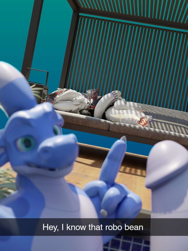 Arador taking a selfie with a snoozing Sync in the background