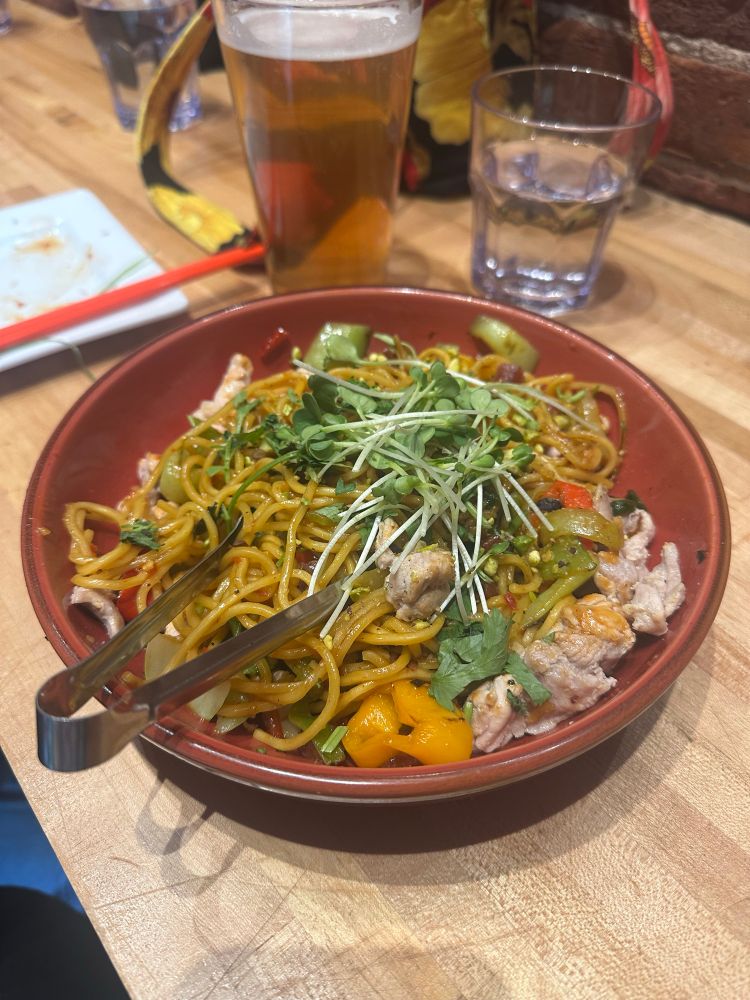 Spicy yakisoba with chicken from Bao Brewhouse. It was soooo good. 