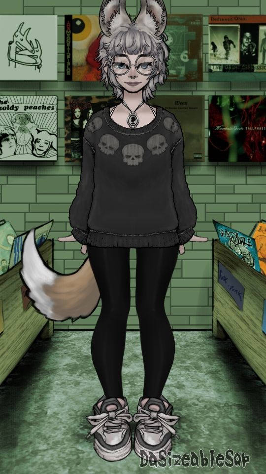 picrew of foxy voxy looking a lil gothy