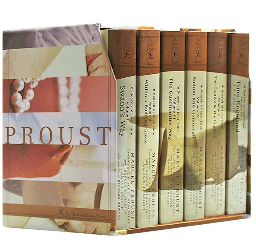 All of Proust's "In Search of Lost Time," a single novel in six (or seven, depending) volumes.