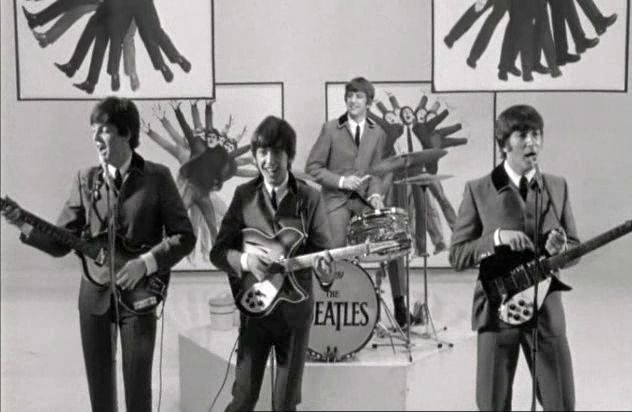 The Beatles, performing "I Should Have Known Better" at the end of their 1964 film, A Hard Day's Night.