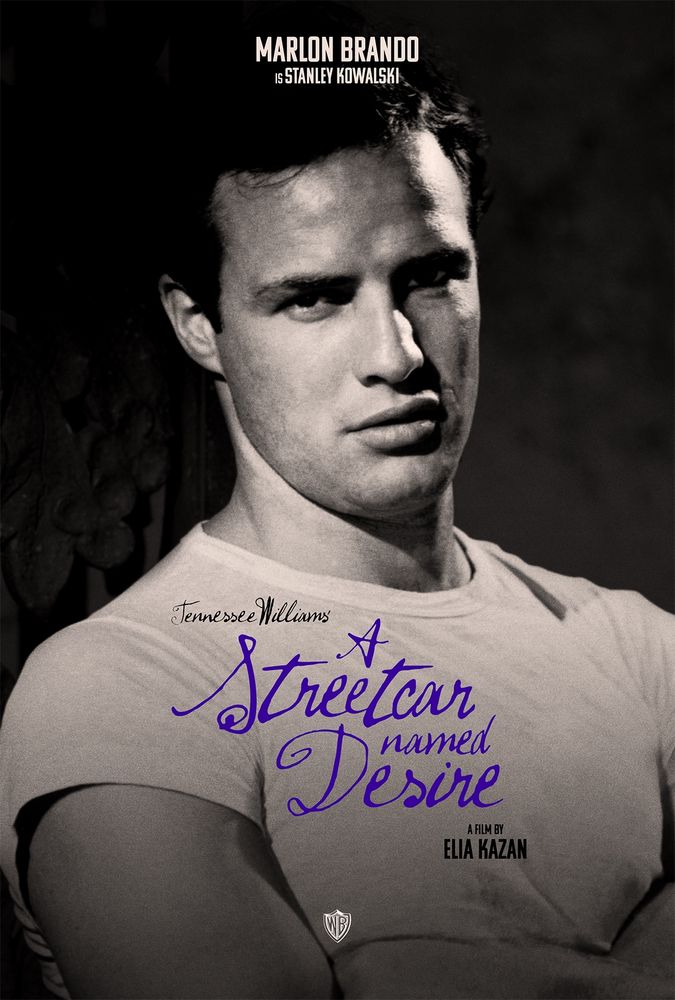 Poster of Marlon Brando as Stanley Kowalski in A Streetcar Named Desire (1951).