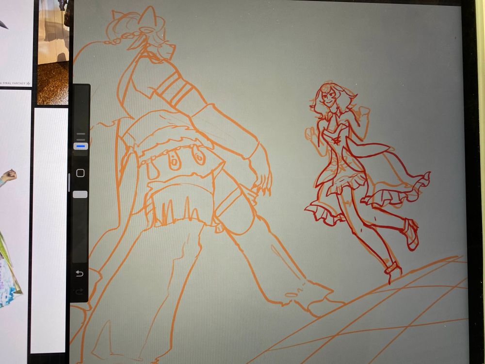 Wuk Lamat and Eternal Sphene walking towards each other in a bizarre and intimidating fashion. 