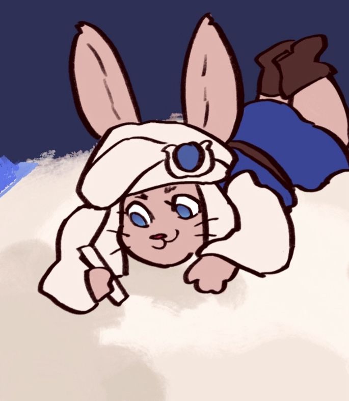 A very zoomed in shot of a Lopporit sketching with crayon on the moon. 