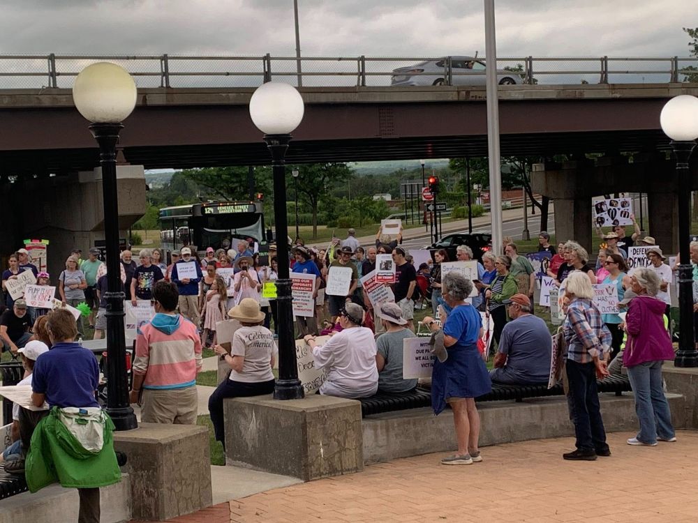 Photo of part of the crowd at a "Good Trouble Lives On" rally on July 17, 2025, in Utica, NY.