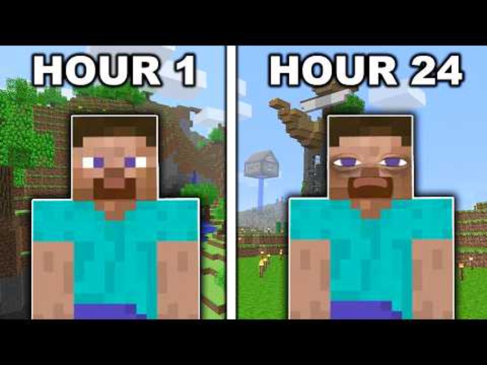 24 hours STRAIGHT in Minecraft Alpha