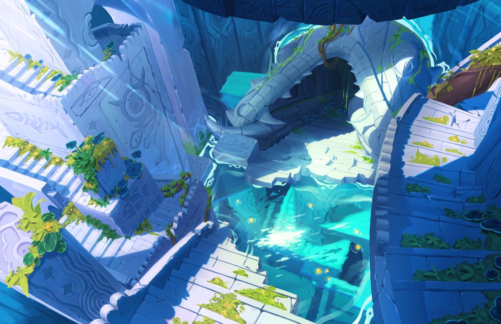 The mouth of a sun bleached sunken temple