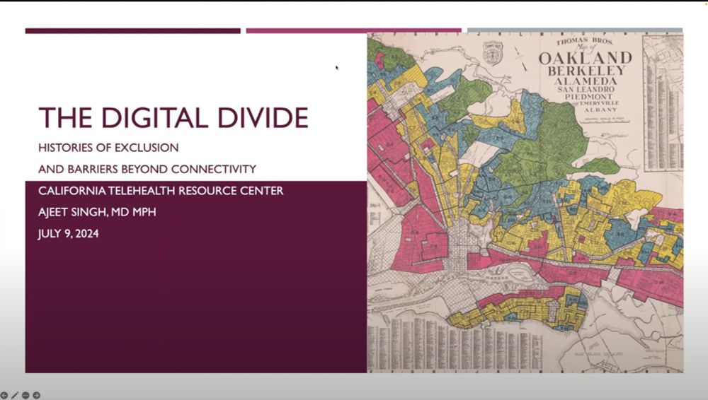 My presentation to the California Telehealth Resource Center:
The Digital Divide: Histories of Exclusion and Barriers Beyond Connectivity.