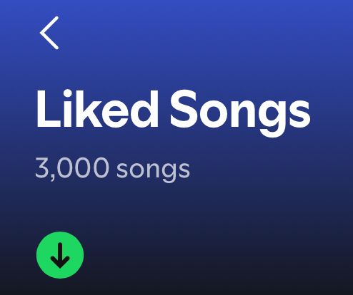 screenshot of “Liked Songs” “3,000 songs”
