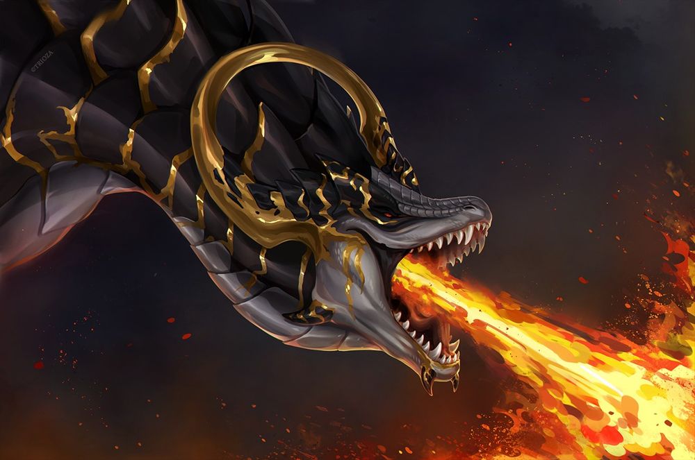 a fire-breathing wyvern