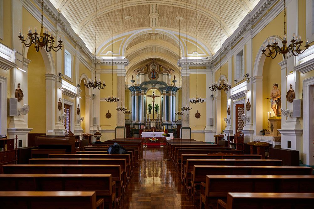 St Anthony's Church, Macau. The first church on this site was built in 1560 marking the site where the Jesuits established their HQ. The present structure dates only as far back as 1930.