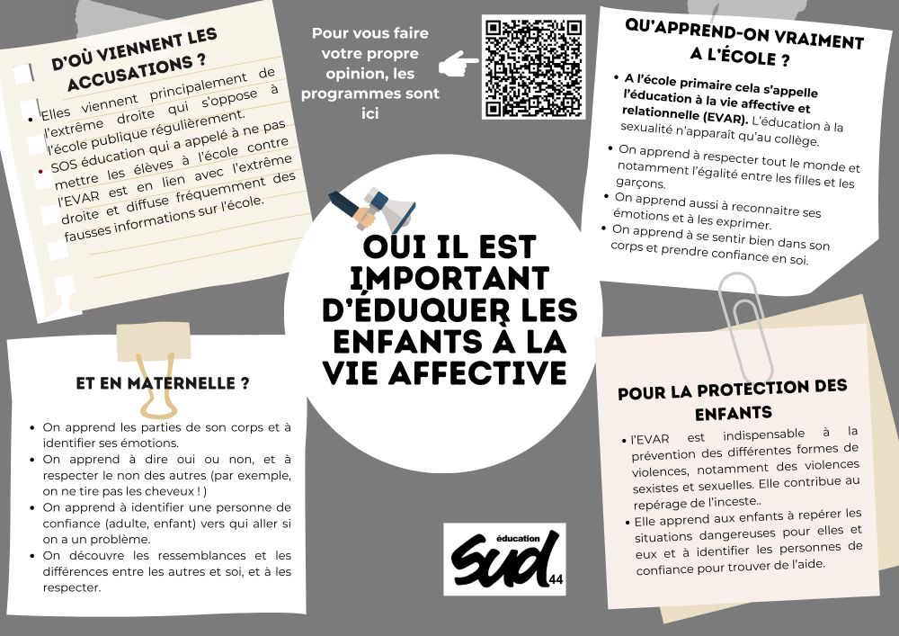 Tract de SUD éducation 44 à destination des familles pour l'EVARS