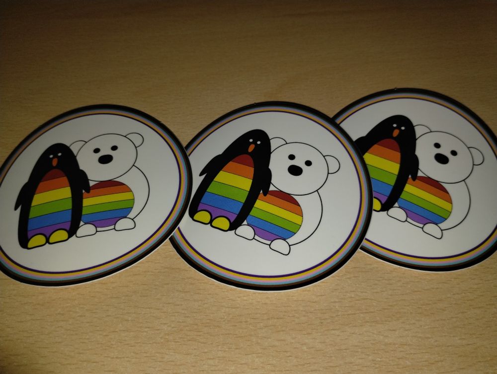Stickers with rainbow fronted penguin and polar bear