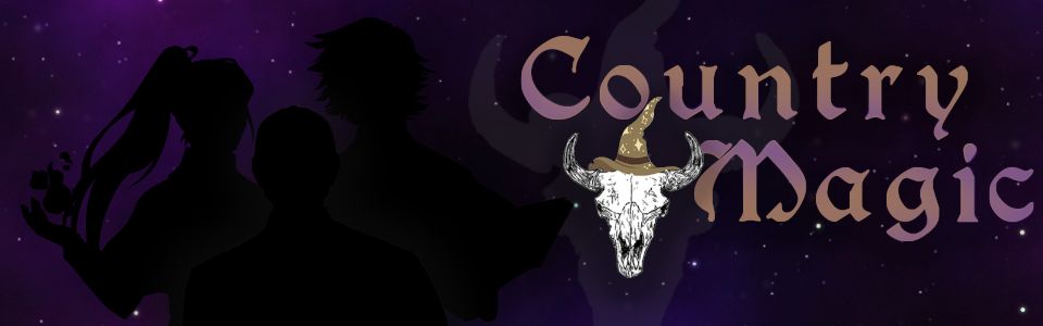 Game banner that says Country Magic with three black silhouettes of hidden characters to be revealed. 