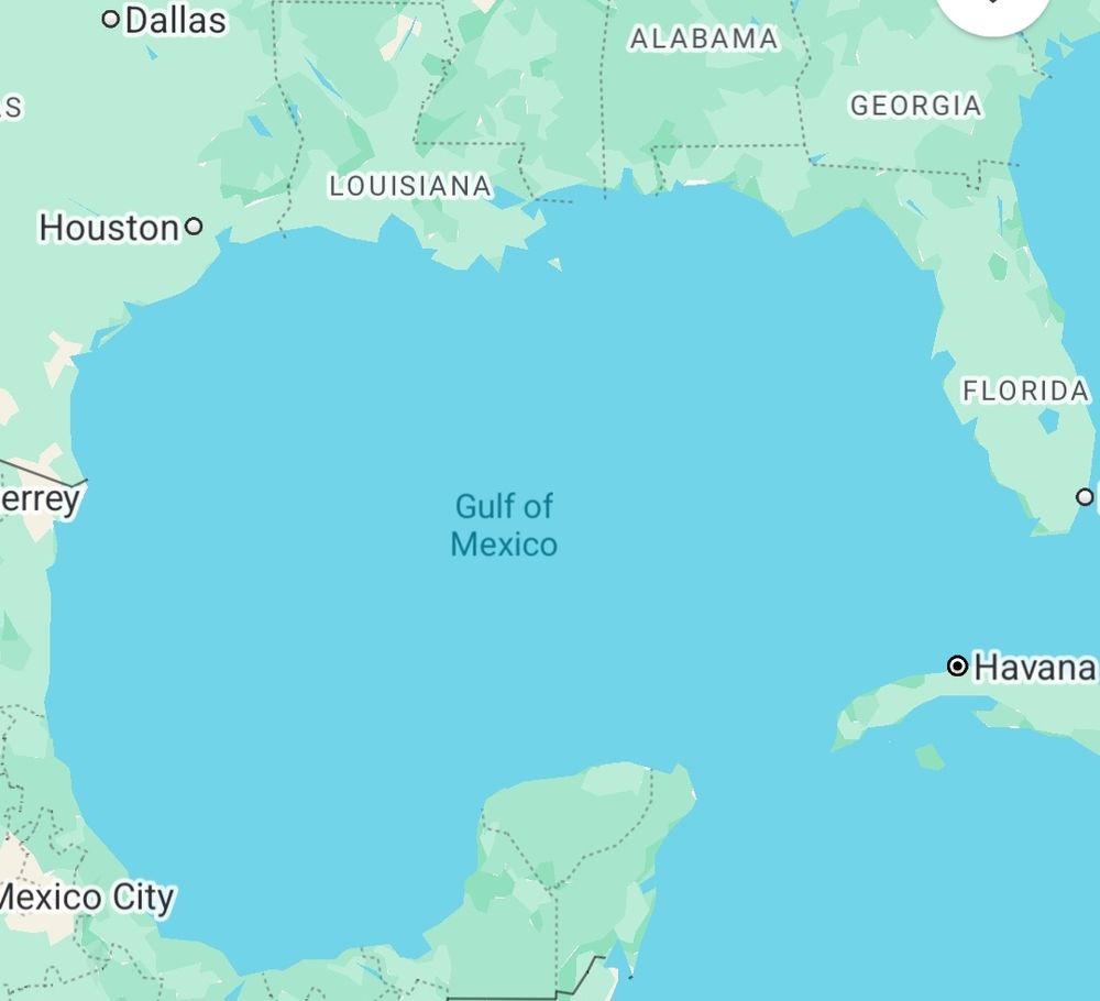 A screenshot of the 'Gulf of Mexico' on Google Maps