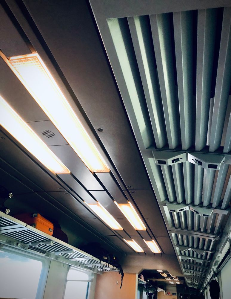 A view of the inside of the EC 107 Porta Moravia train