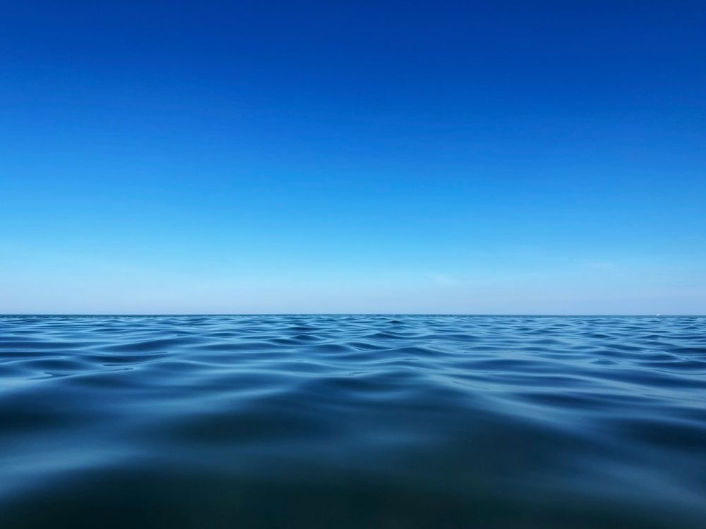blue ocean and blue sky
