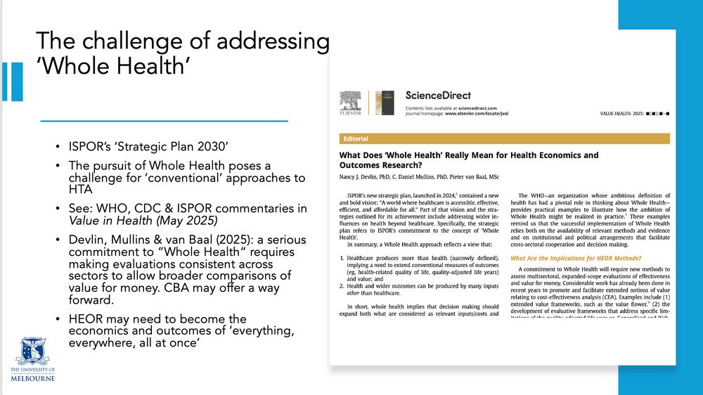 A powerpoint slide from Prof. Devlin linking the case for CBA to the need for cross-sectoral economic evaluation
